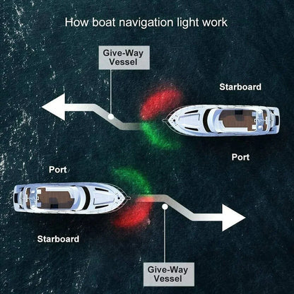 Waterproof Boat Navigation Light LED Bow Marine Front Pontoon Lamp Red Green 12V