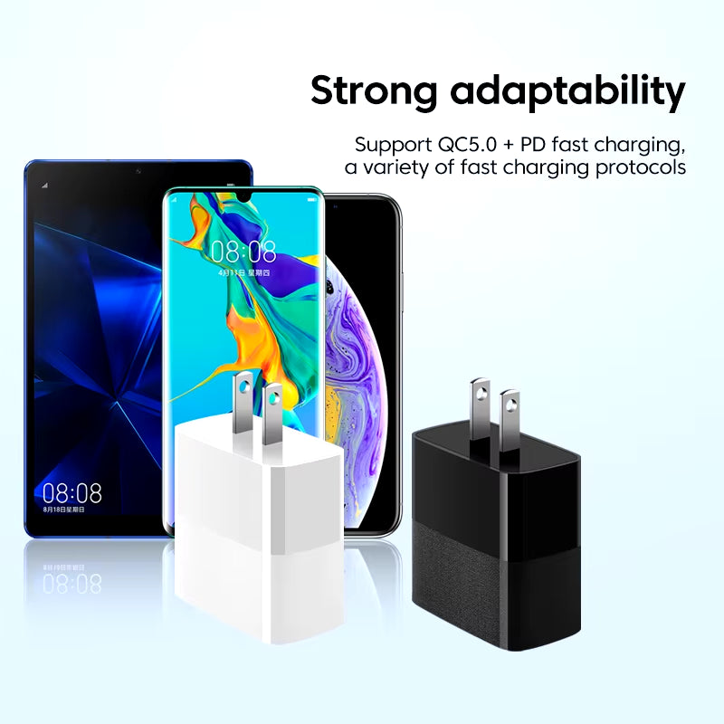 100W Fast Charging USB LED Charger PD Quick Charge 5.0 USB Type C Charger Adapter for Iphone Max Samsung Xiaomi Huawei