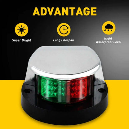 Waterproof Boat Navigation Light LED Bow Marine Front Pontoon Lamp Red Green 12V